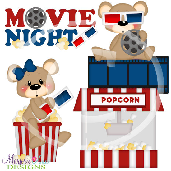 Franklin & Frannie Movie Night SVG Cutting Files + Clipart Franklin & Frannie Movie Night SVG Cutting Files + Clipart